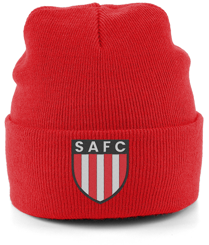SAFC embroidered Sunderland beanie in Fire Red, Legends in Thread