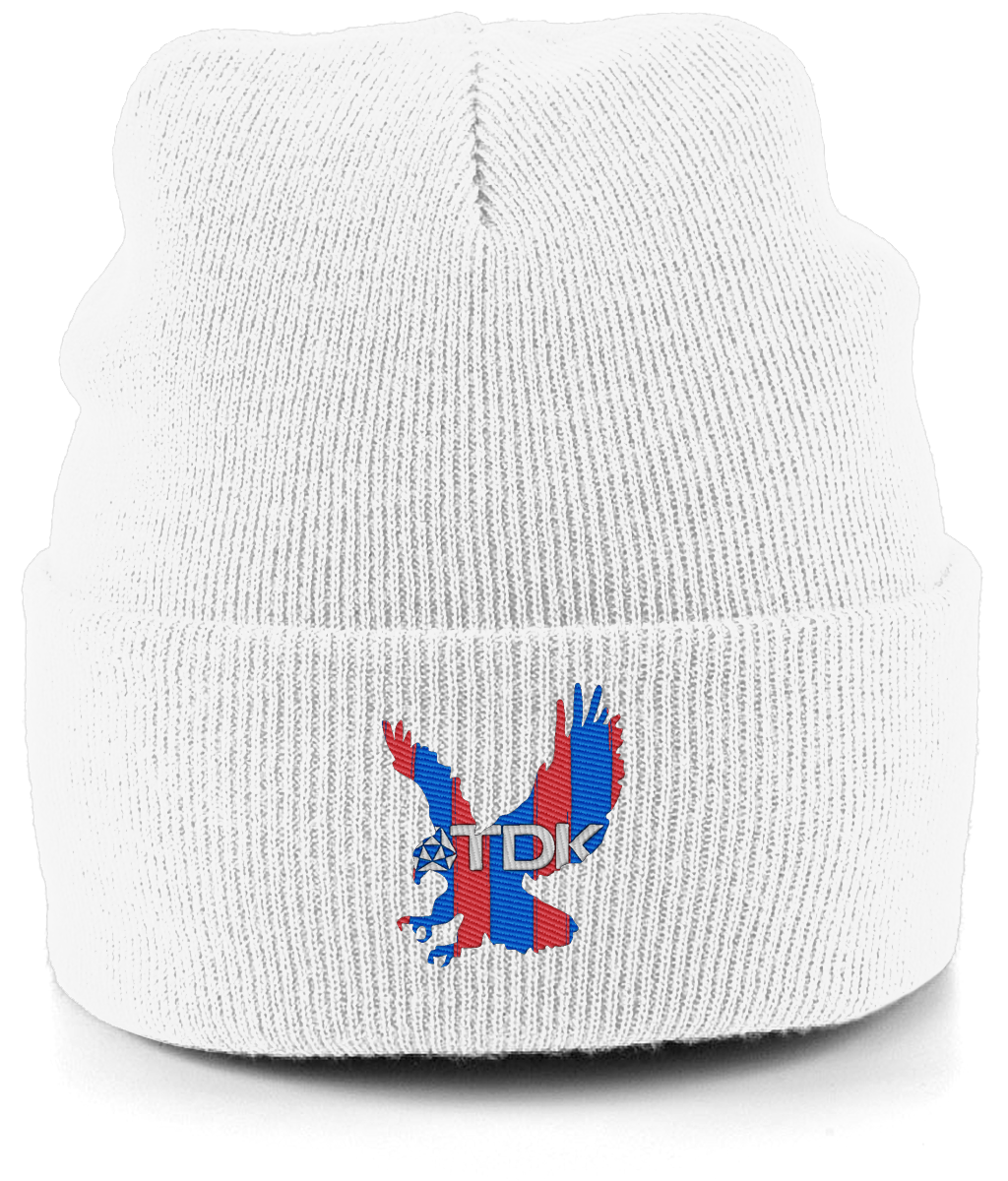 TDK Eagle embroidered Crystal Palace beanie in White, Legends in Thread