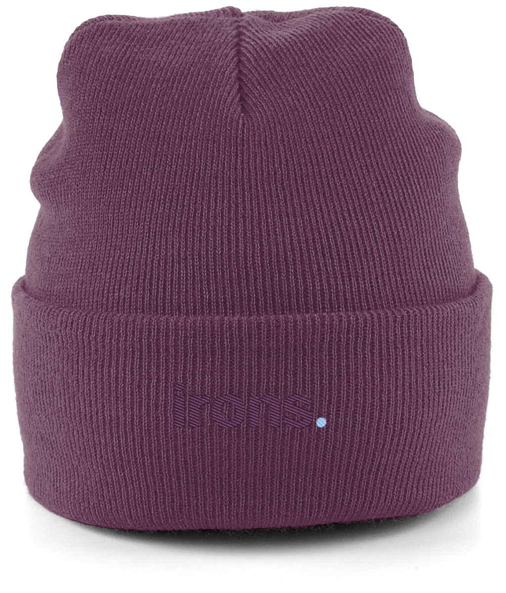 irons. embroidered West Ham beanie in Plum, Legends in Thread