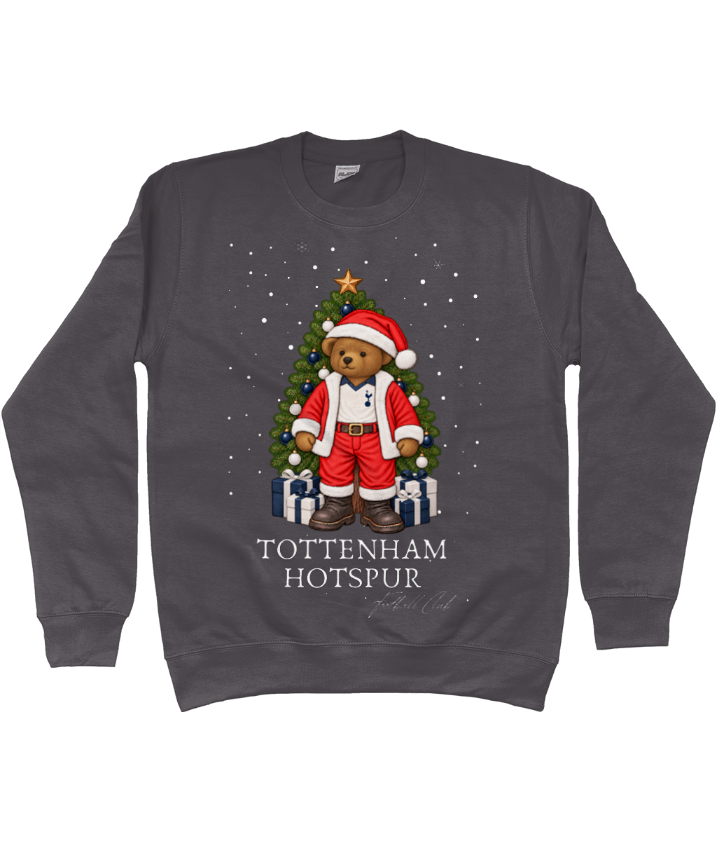 Harrington Bear Xmas printed Tottenham Hotspur Christmas jumper in Storm Grey, Legends in Thread
