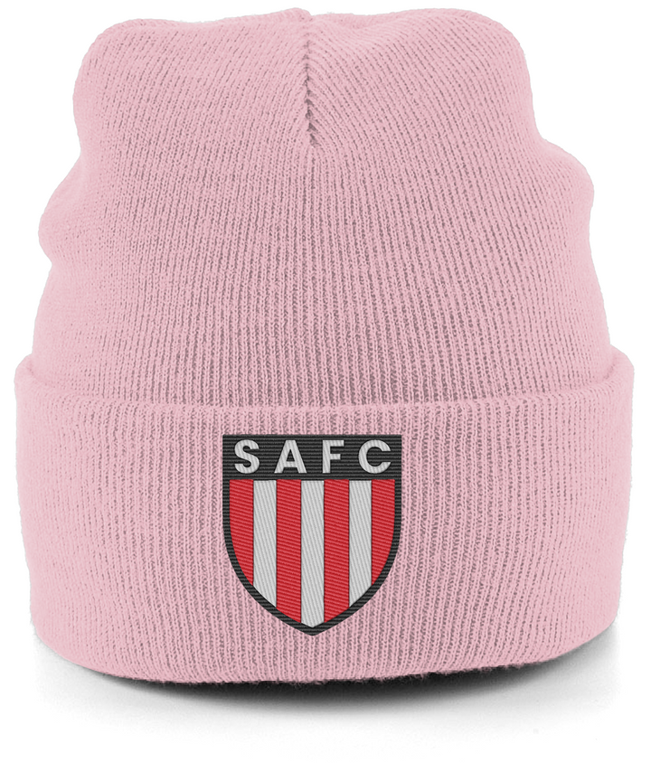 SAFC embroidered Sunderland beanie in Dusty Pink, Legends in Thread