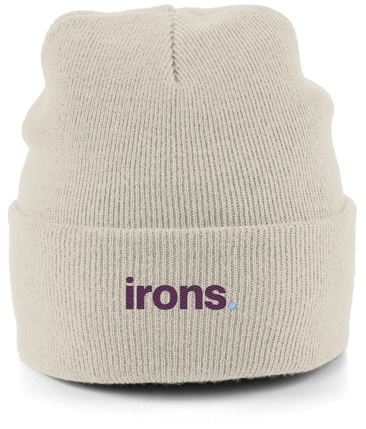 irons. embroidered West Ham beanie in Almond, Legends in Thread