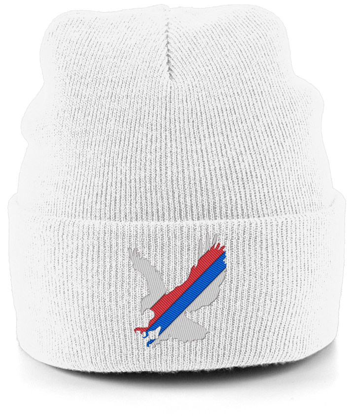 White Eagle Sash embroidered Crystal Palace beanie in White, Legends in Thread