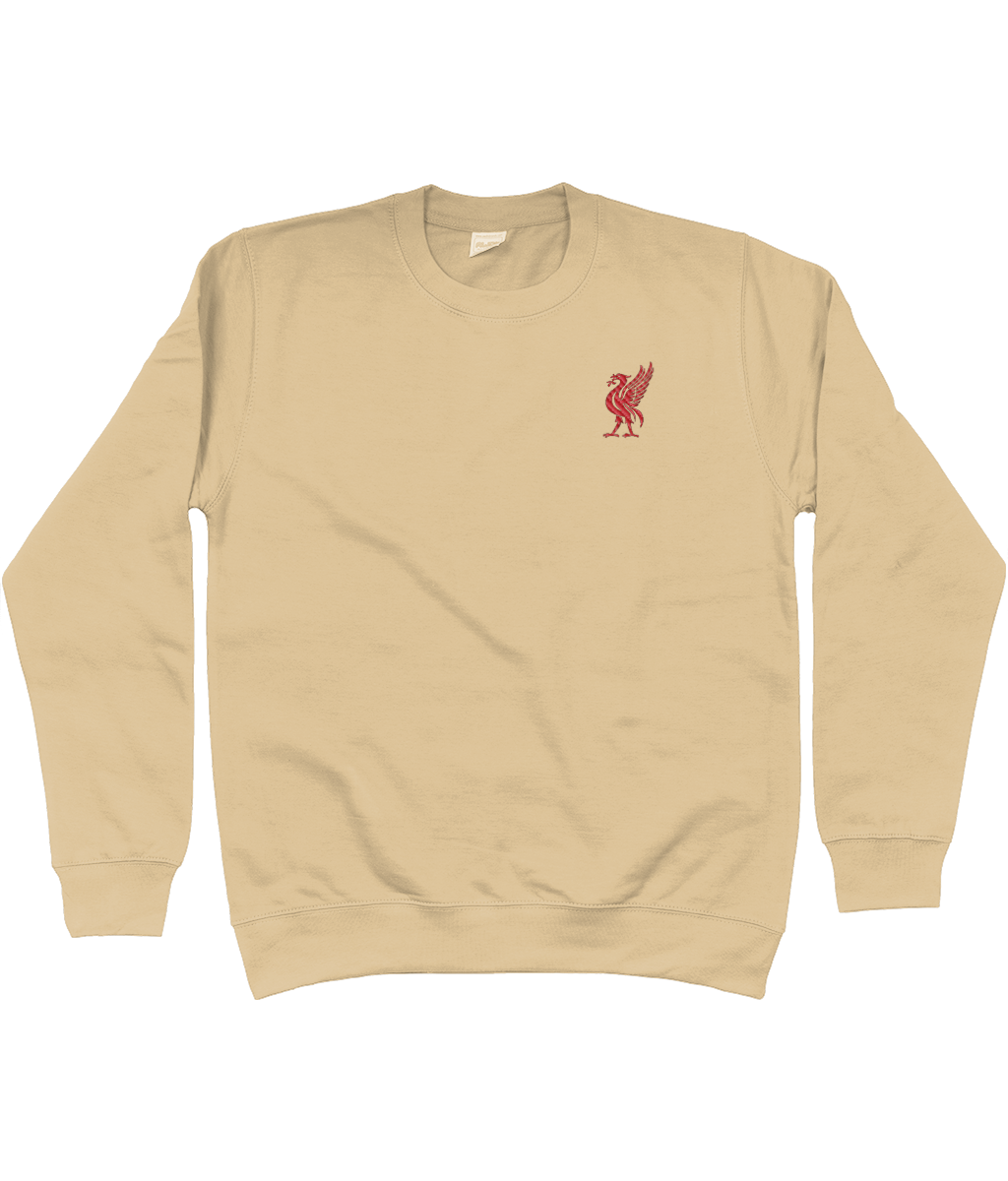 Liverbird embroidered Liverpool sweatshirt in Desert Sand, Legends in Thread
