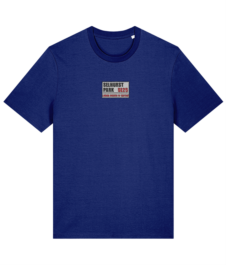 Selhurst Park SE25 Badge embroidered Crystal Palace cotton tee, Legends in Thread