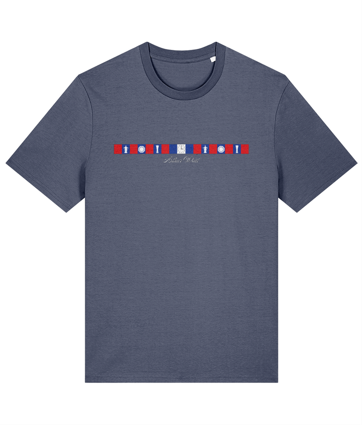 Arthur Wait Fascia printed Crystal Palace cotton tee in Blue Grey, Legends in Thread