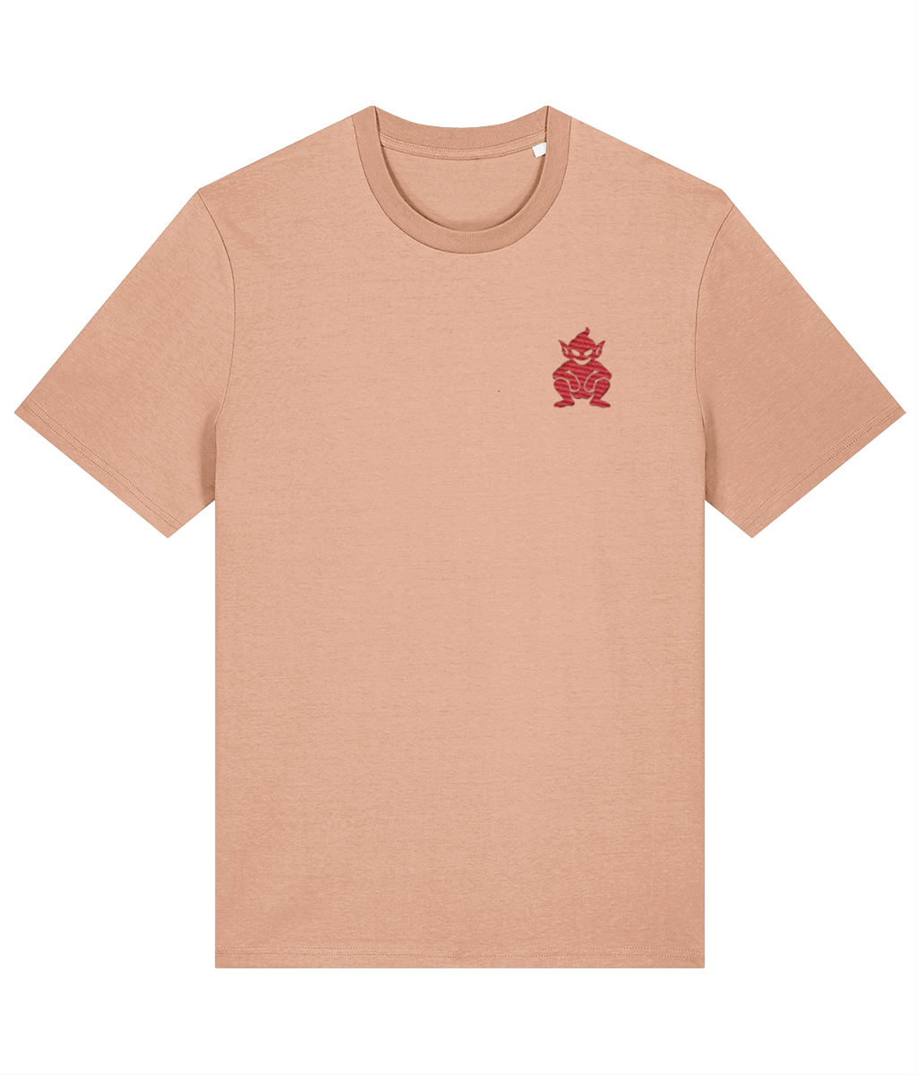 Lincoln Imp embroidered Lincoln City cotton tee in Fraiche Peche, Legends in Thread