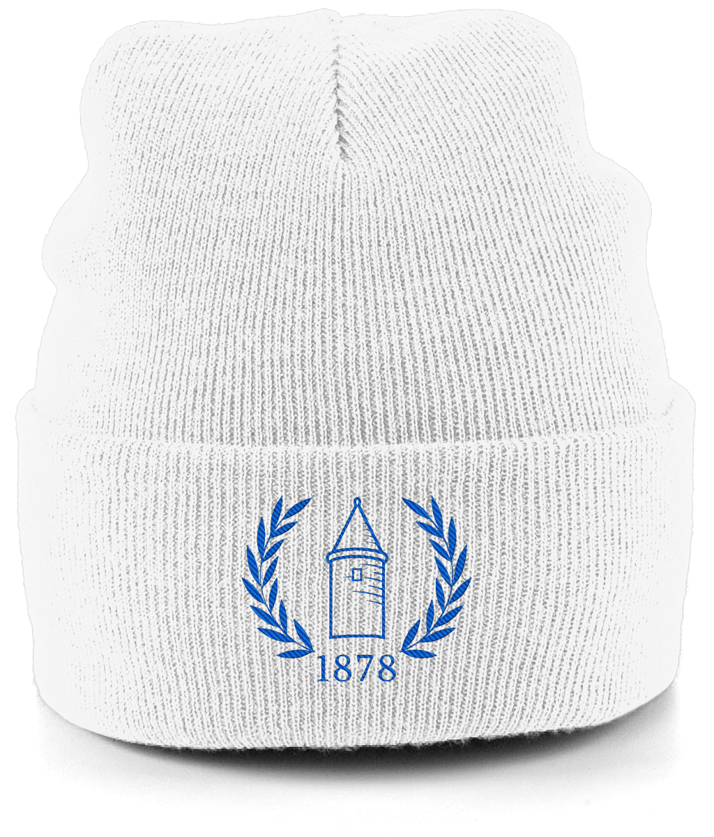 EFC 1878 embroidered Everton beanie in White, Legends in Thread