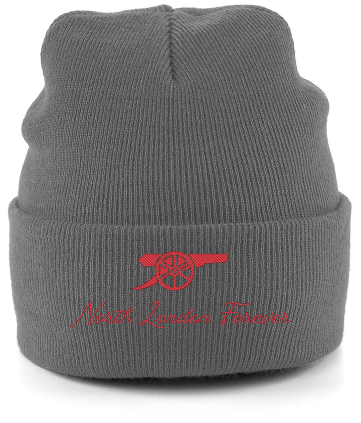 North London Forever embroidered Arsenal beanie in Graphite Grey, Legends in Thread