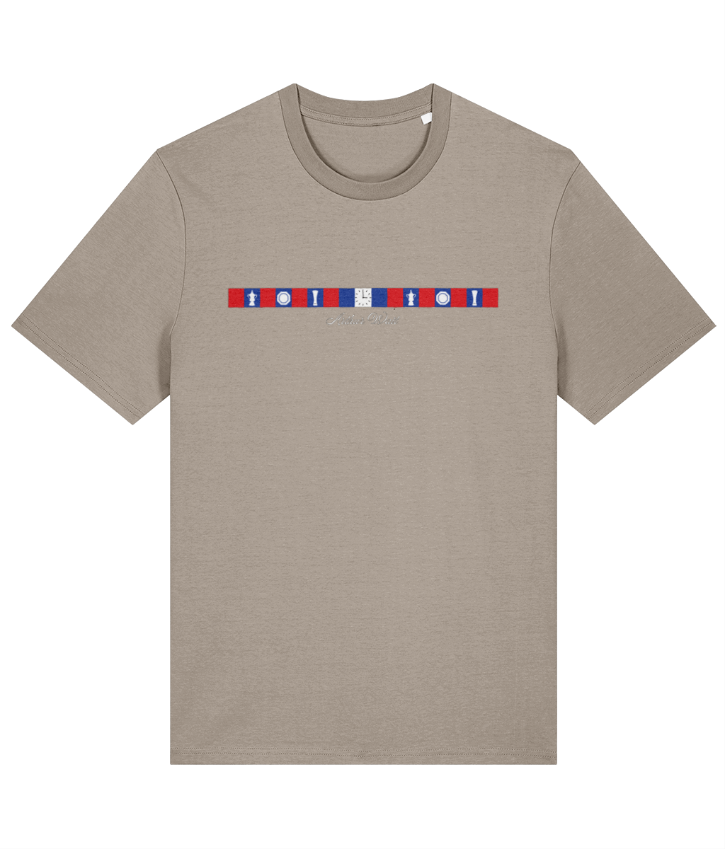 Arthur Wait Fascia printed Crystal Palace cotton tee in Desert Dust, Legends in Thread