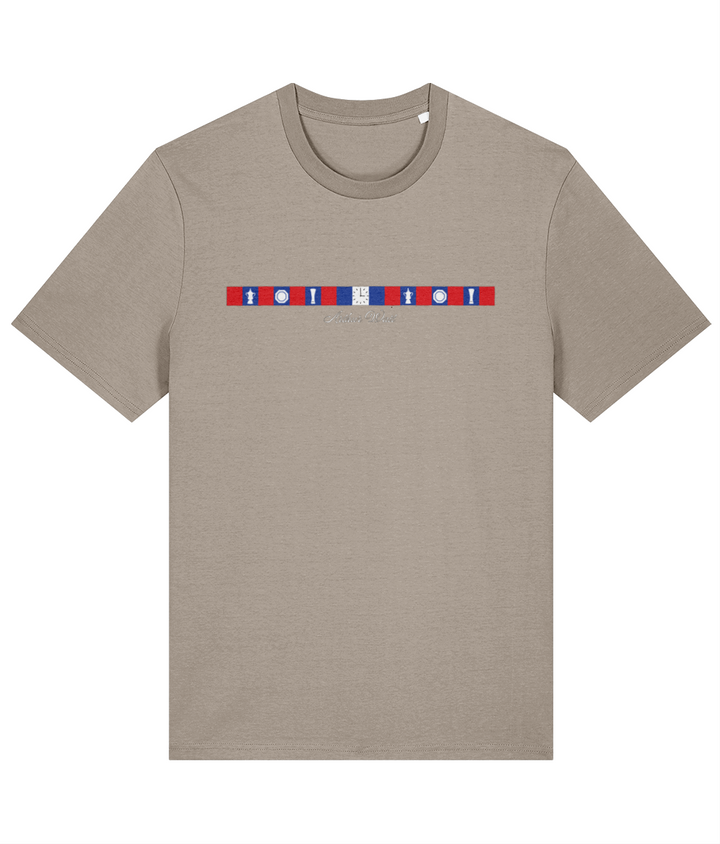 Arthur Wait Fascia printed Crystal Palace cotton tee in Desert Dust, Legends in Thread