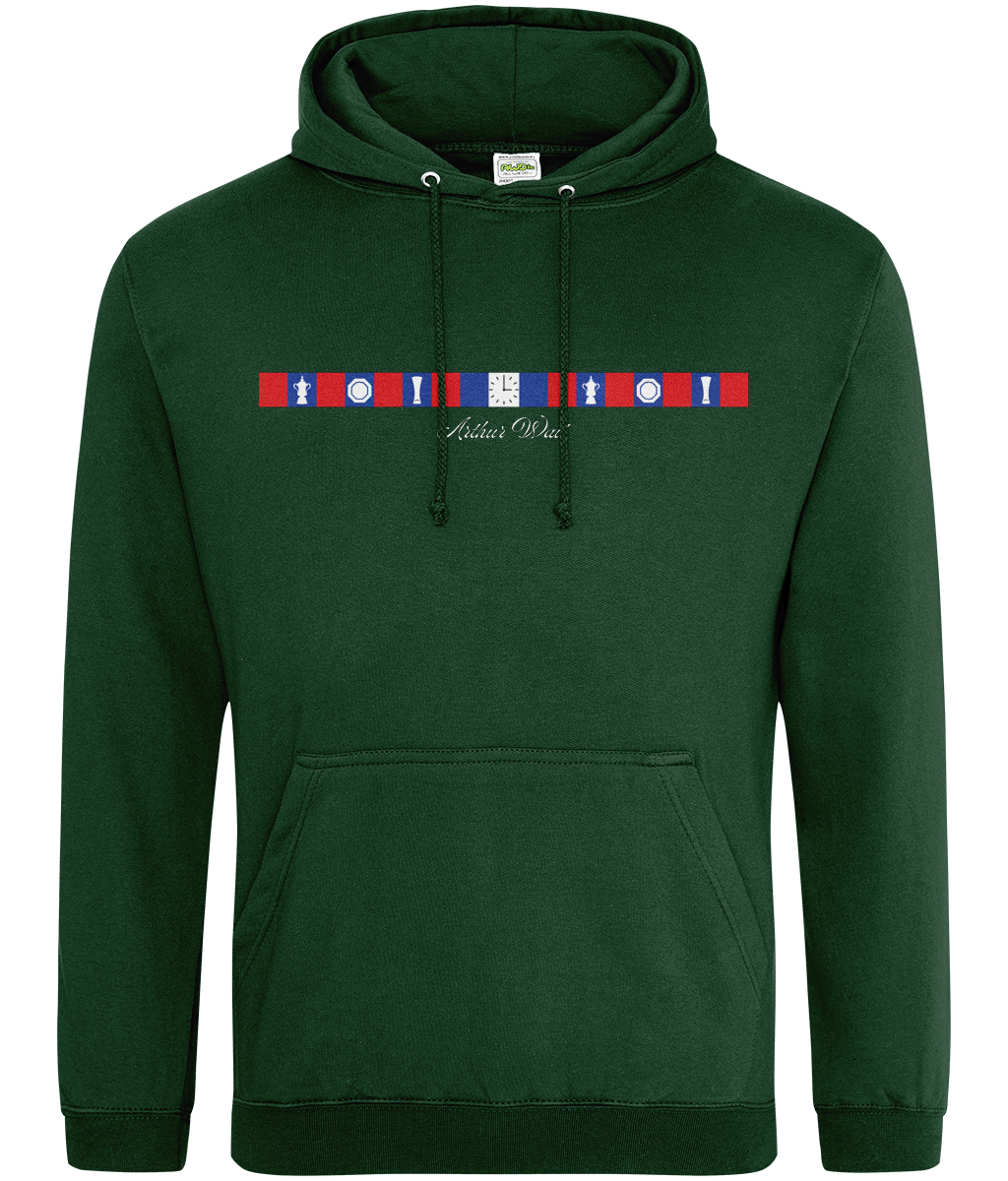 Arthur Wait Fascia Inspired printed Crystal Palace hoodie in Forest, Legends in Thread