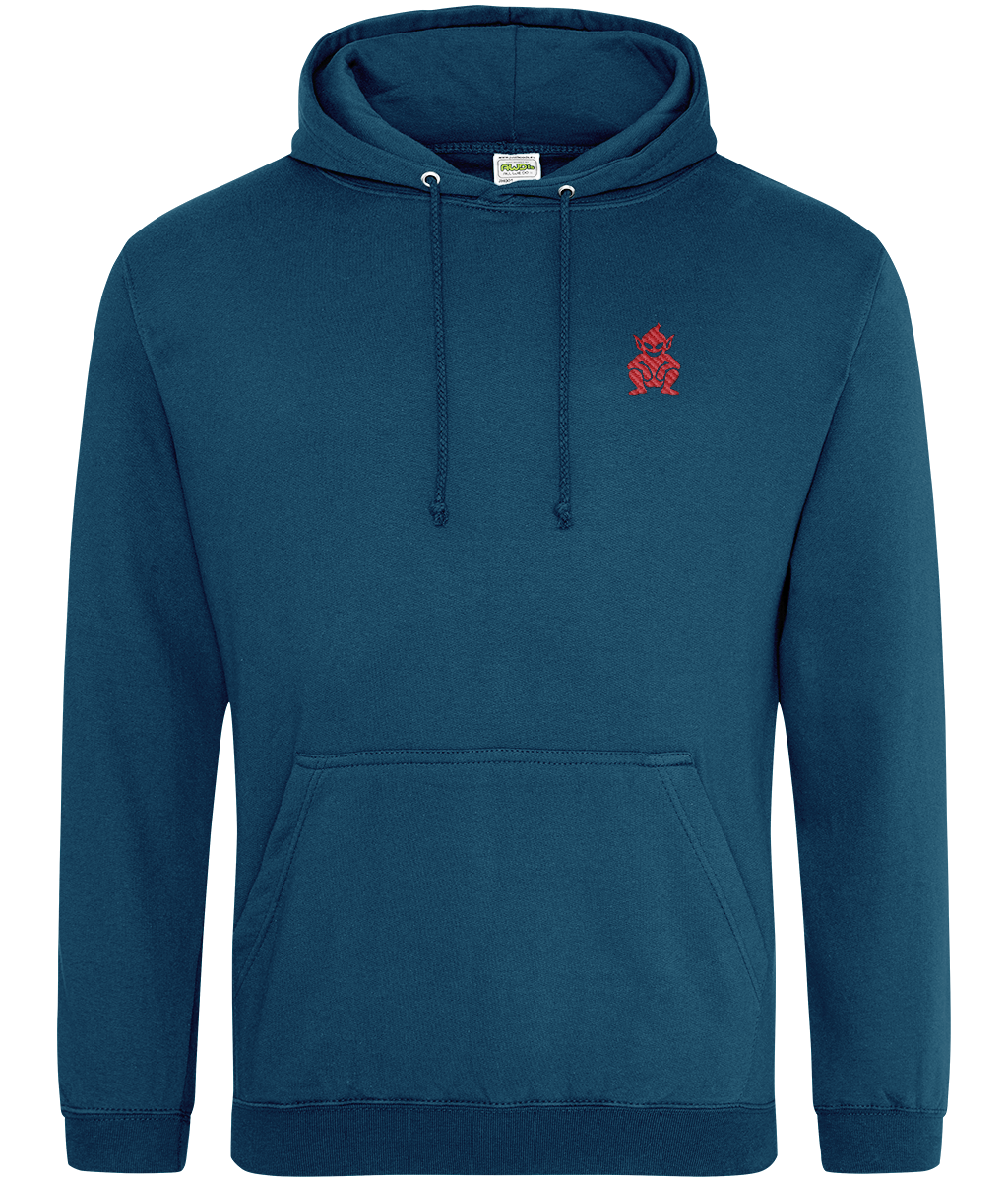 Lincoln Imp embroidered Lincoln City hoodie in Deep Sea Blue, Legends in Thread