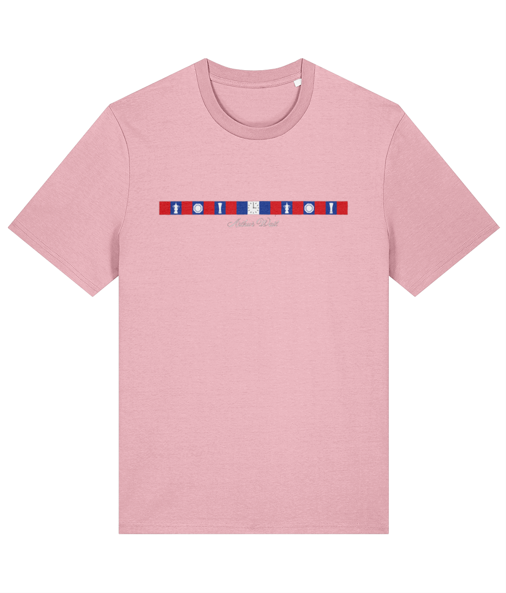 Arthur Wait Fascia printed Crystal Palace cotton tee in Cotton Pink, Legends in Thread