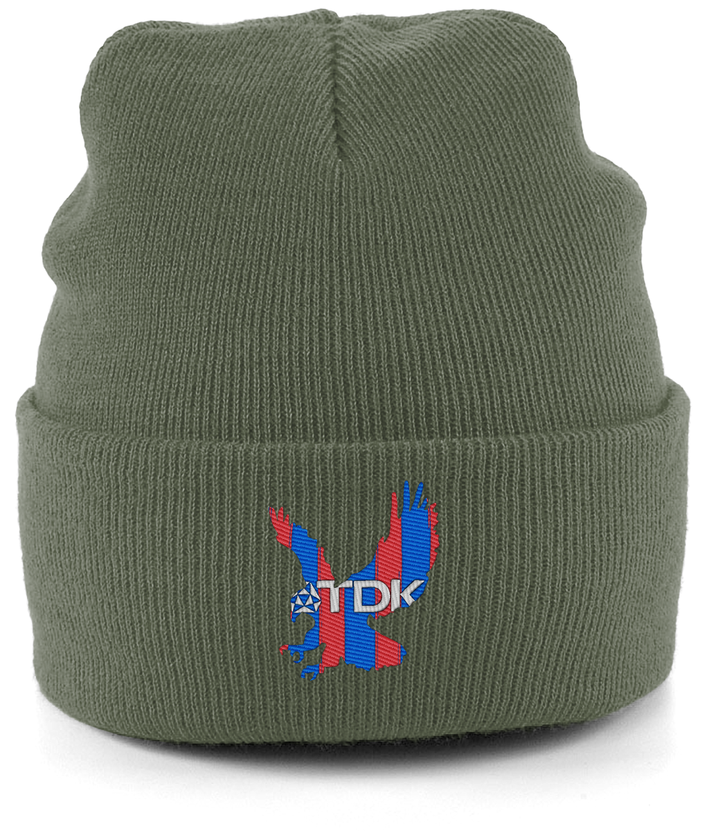 TDK Eagle embroidered Crystal Palace beanie in Olive, Legends in Thread
