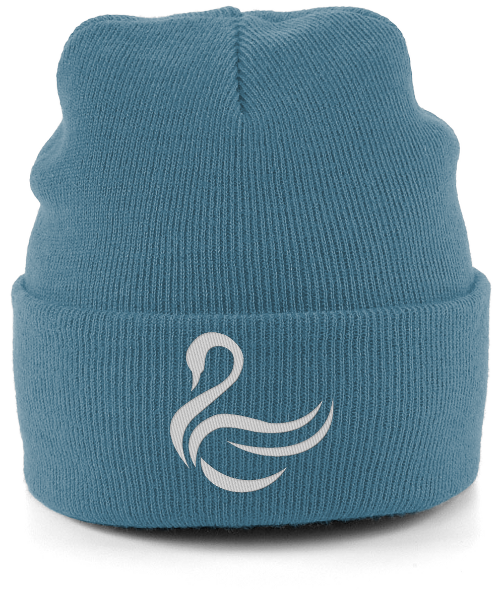 Swansea Swan embroidered Swansea City beanie in Airforce Blue, Legends in Thread