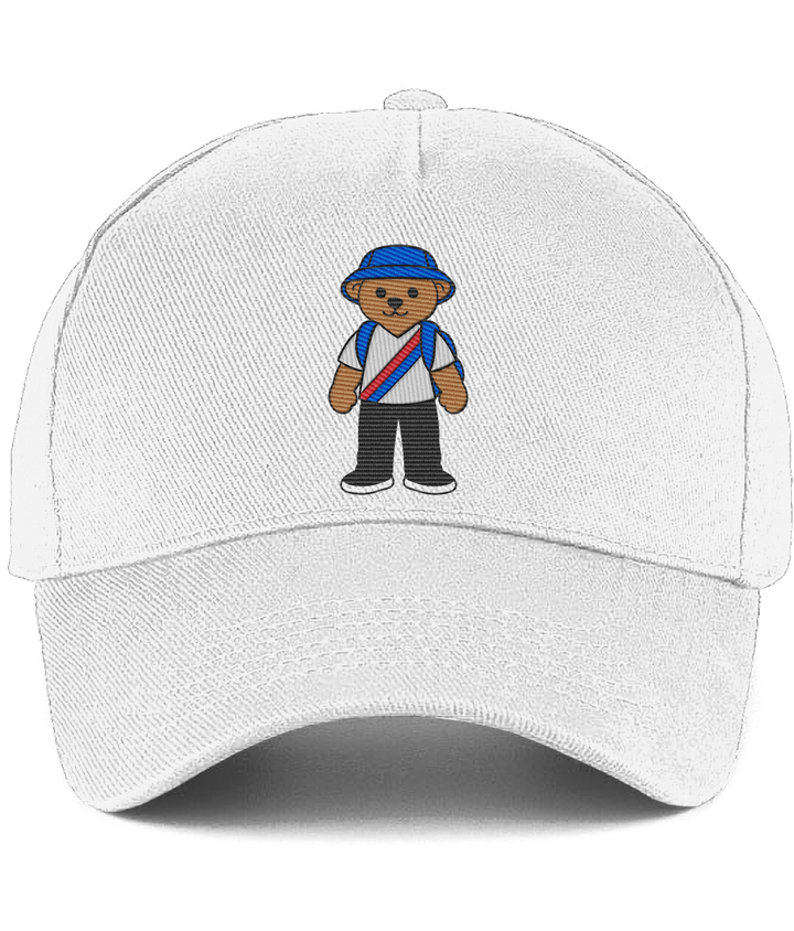 Selby the Bear Baseball Cap embroidered Crystal Palace baseball cap in White, Legends in Thread