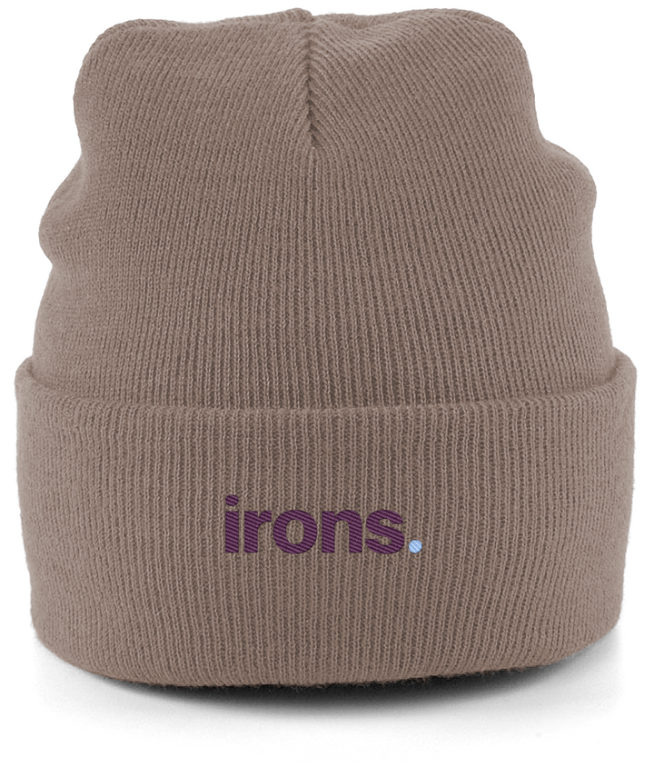irons. embroidered West Ham beanie in Heather Oatmeal, Legends in Thread