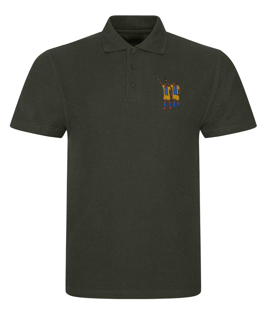 Zaha & Bolasie embroidered Crystal Palace polo in Khaki, Legends in Thread