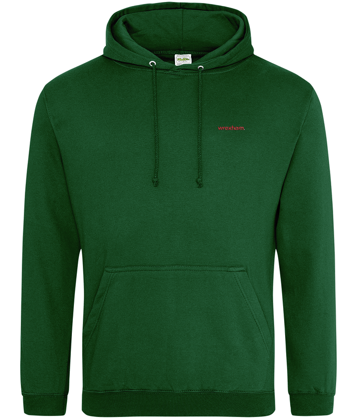 wrexham. embroidered Wrexham hoodie in Bottle Green, Legends in Thread