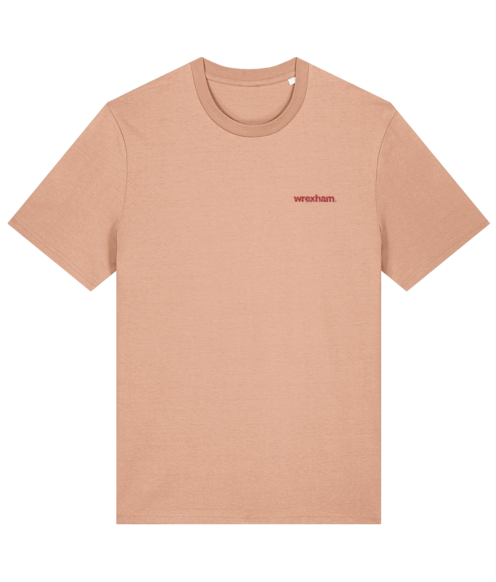 wrexham. embroidered Wrexham cotton tee in Fraiche Peche, Legends in Thread