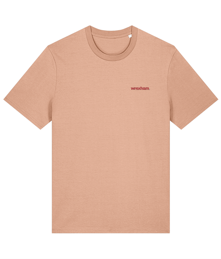 wrexham. embroidered Wrexham cotton tee in Fraiche Peche, Legends in Thread