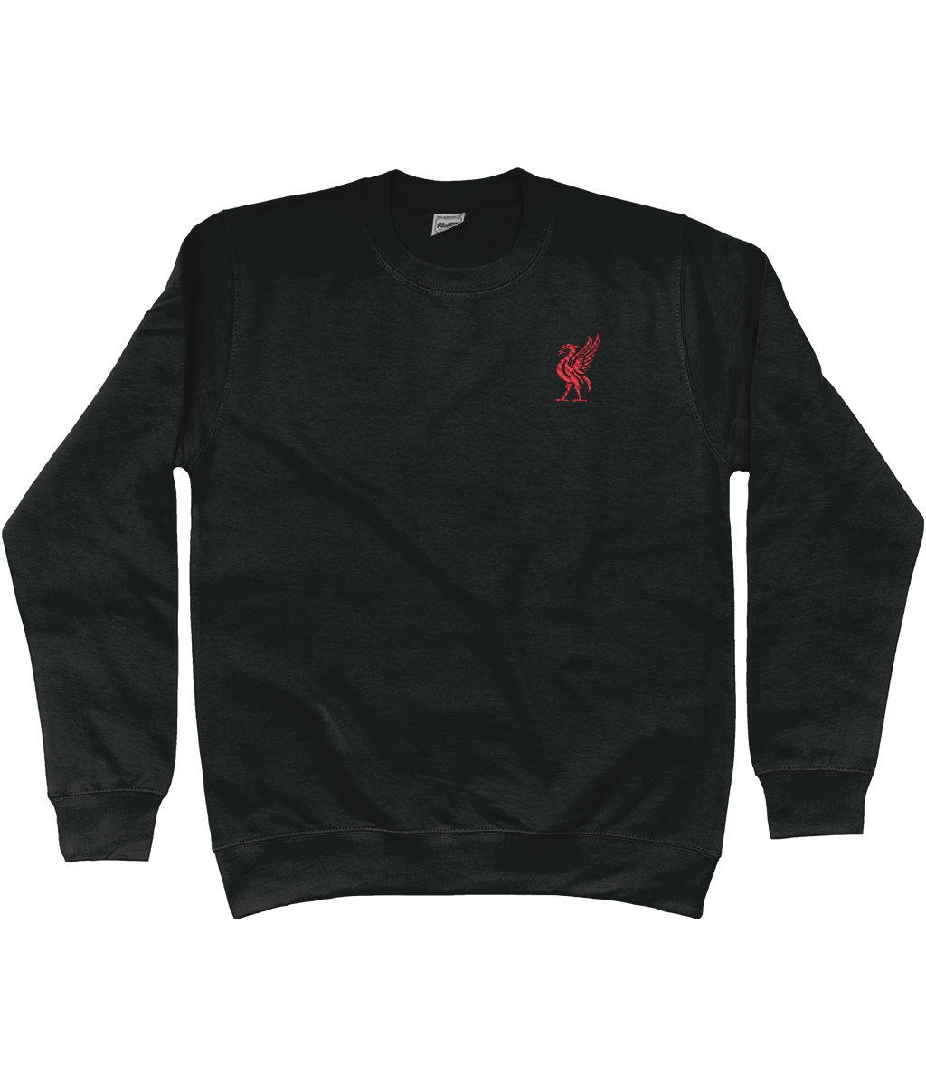 Liverbird embroidered Liverpool sweatshirt in Jet Black, Legends in Thread