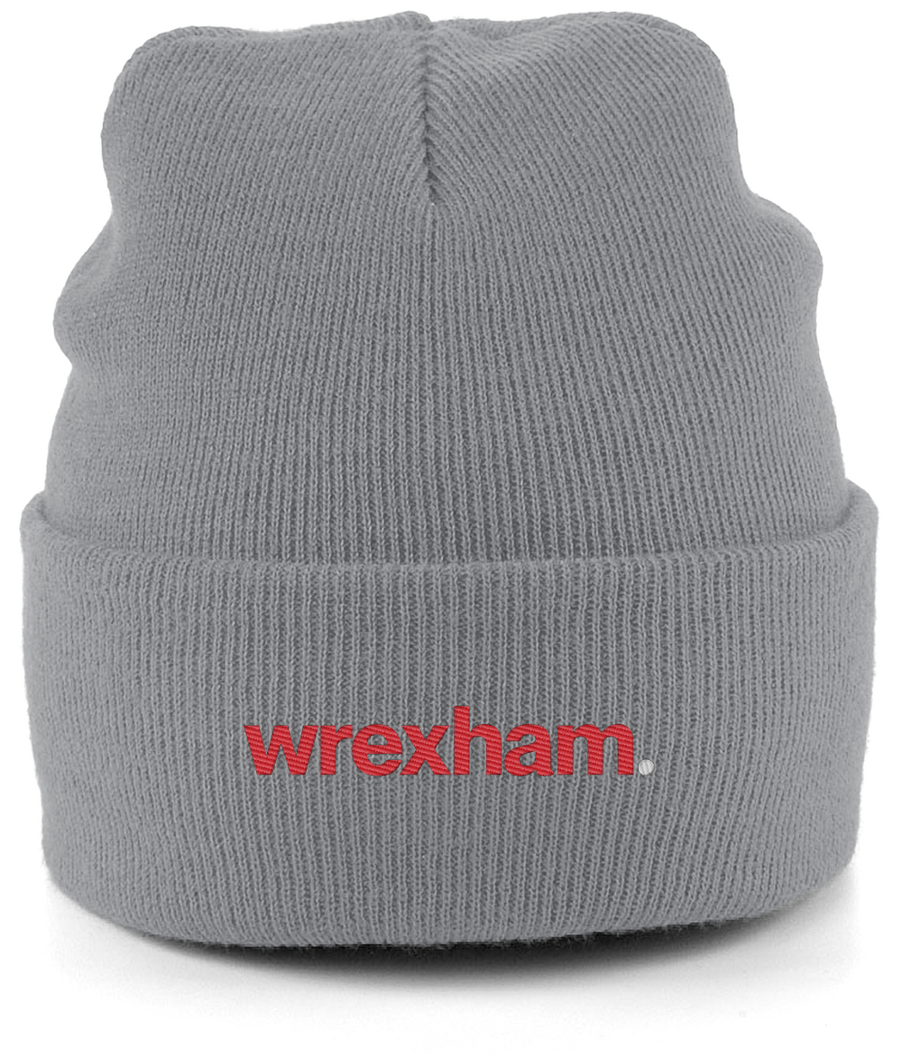 wrexham. embroidered Wrexham beanie in Antique Grey, Legends in Thread