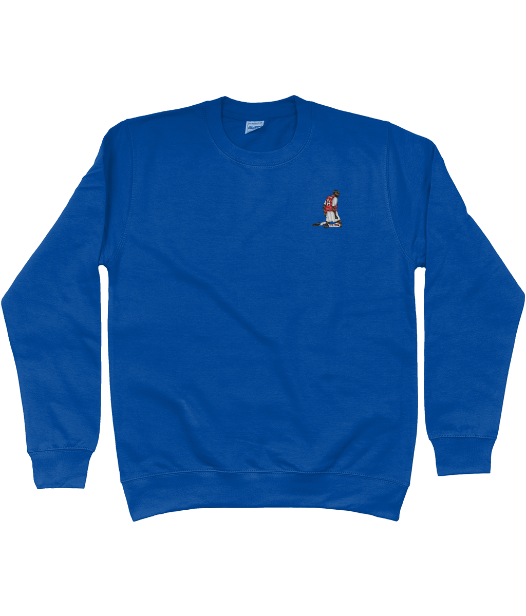 Henry Knee Slide embroidered Arsenal sweatshirt in Royal Blue, Legends in Thread