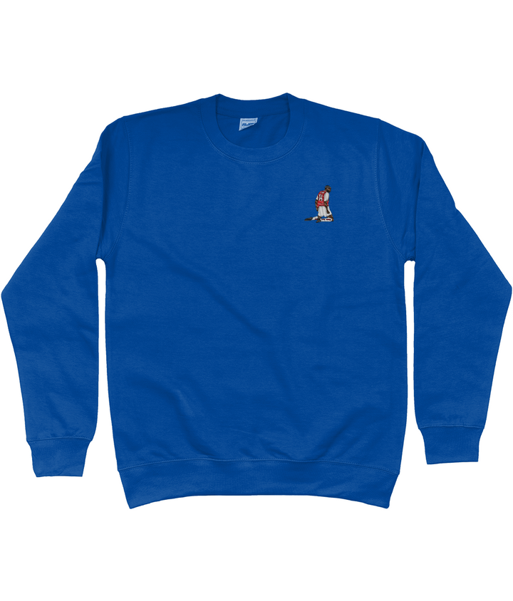 Henry Knee Slide embroidered Arsenal sweatshirt in Royal Blue, Legends in Thread