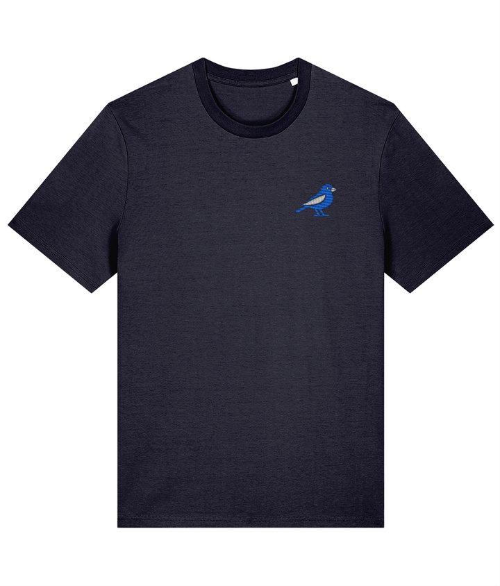 Cardiff Bluebird embroidered Cardiff City cotton tee in French Navy, Legends in Thread