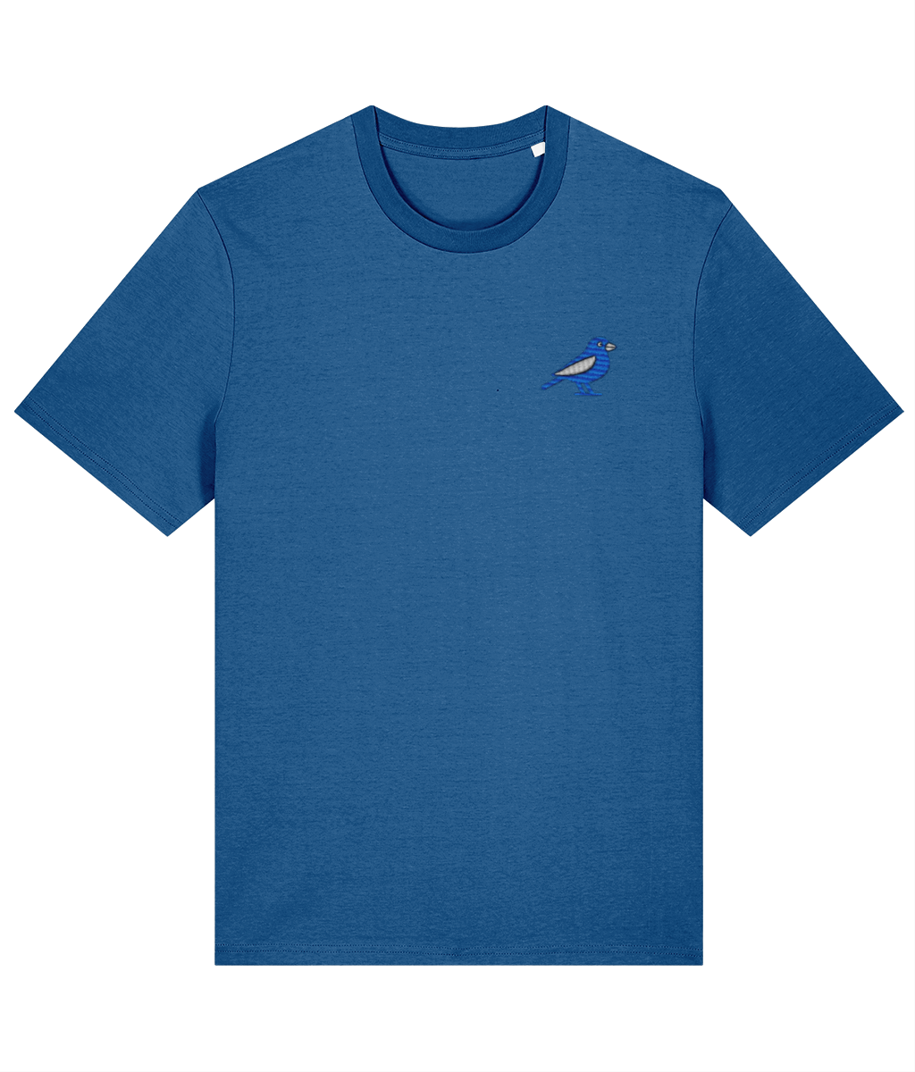 Cardiff Bluebird embroidered Cardiff City cotton tee in Mindful Blue, Legends in Thread