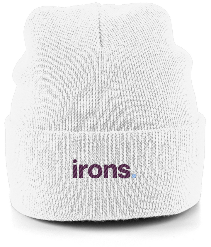 irons. embroidered West Ham beanie in White, Legends in Thread