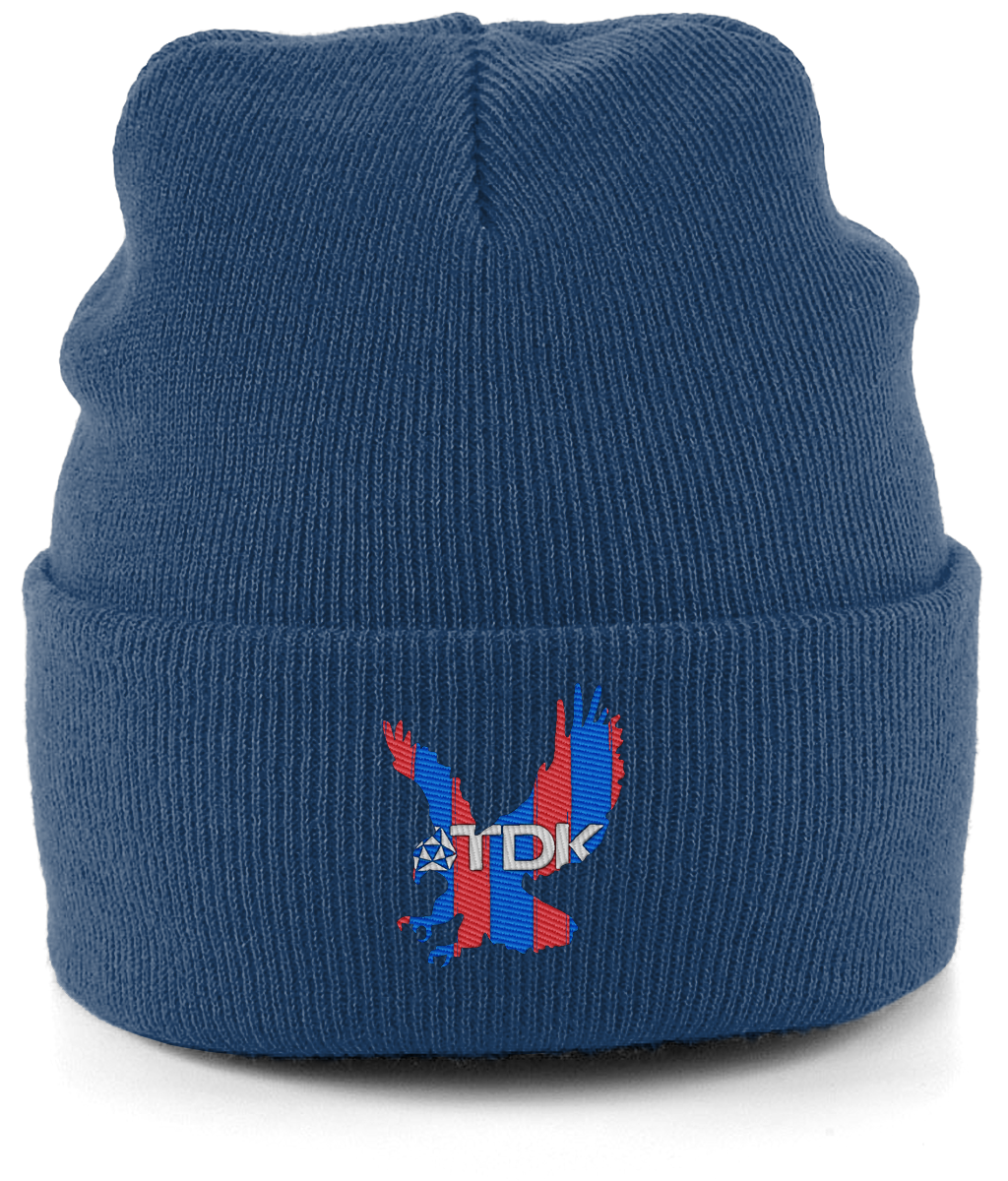 TDK Eagle embroidered Crystal Palace beanie in Oxford Navy, Legends in Thread