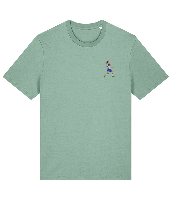 Lucy Bronze Celebration embroidered England Lionesses cotton tee in Aloe, Legends in Thread
