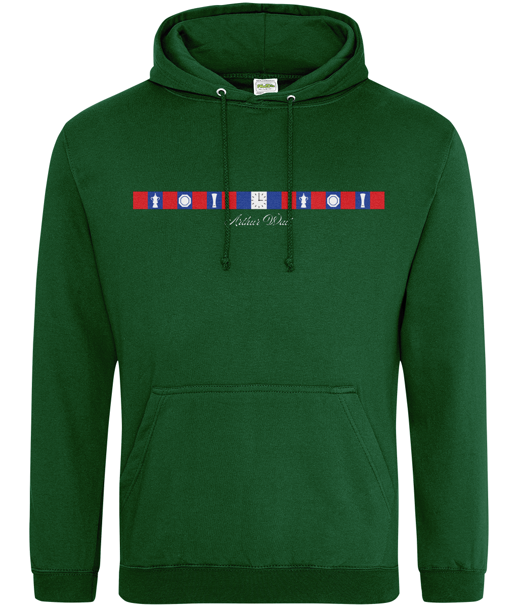 Arthur Wait Fascia Inspired printed Crystal Palace hoodie in Bottle Green, Legends in Thread
