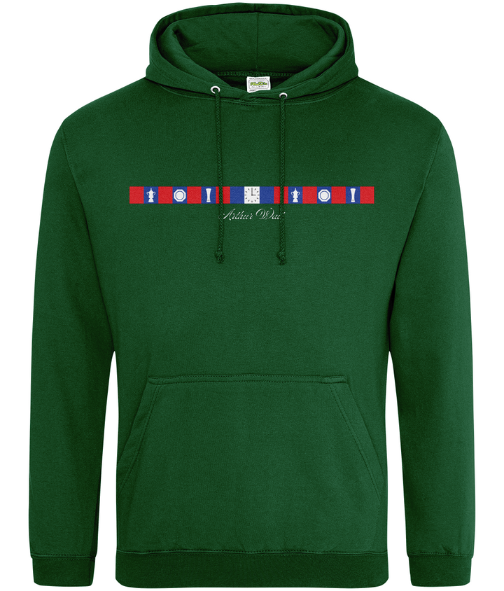Arthur Wait Fascia Inspired printed Crystal Palace hoodie in Bottle Green, Legends in Thread