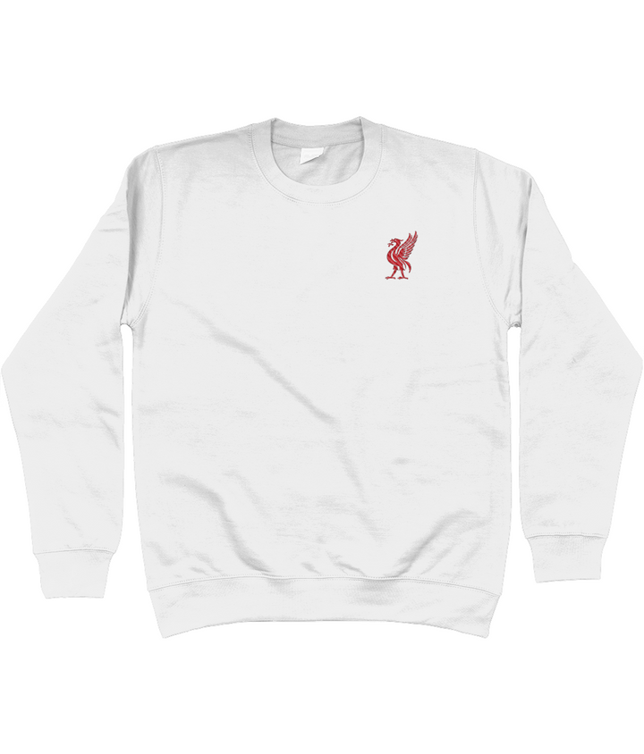 Liverbird embroidered Liverpool sweatshirt in Arctic White, Legends in Thread