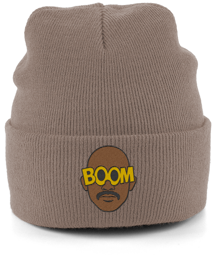 Mateta Boom Glasses embroidered Crystal Palace beanie in Heather Oatmeal, Legends in Thread