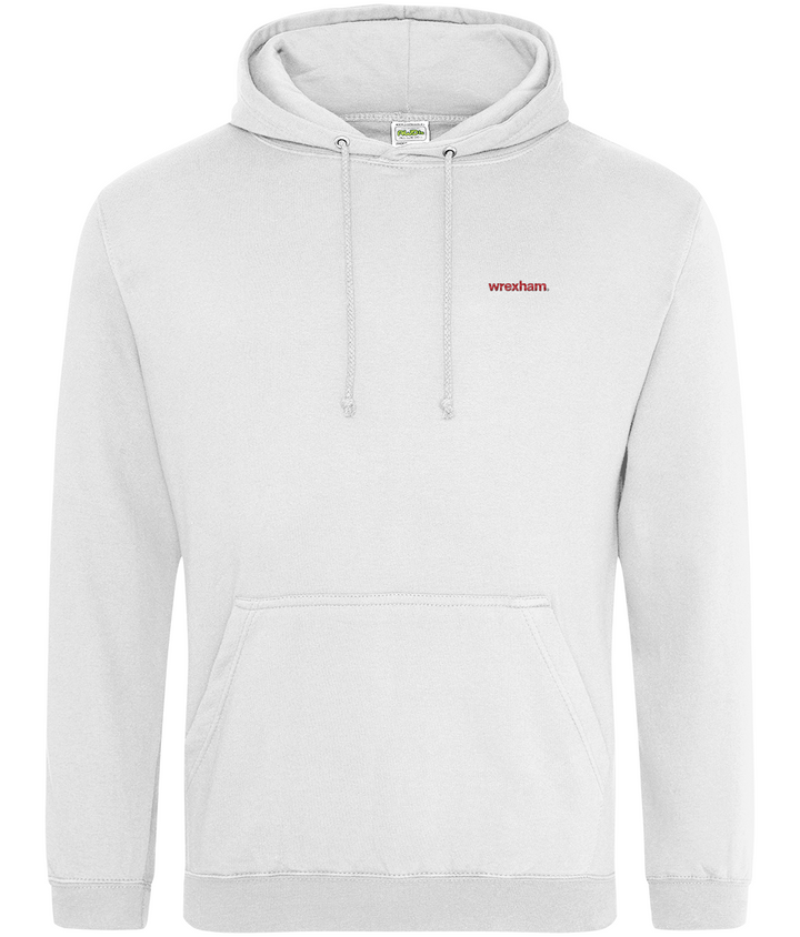 wrexham. embroidered Wrexham hoodie in Arctic White, Legends in Thread