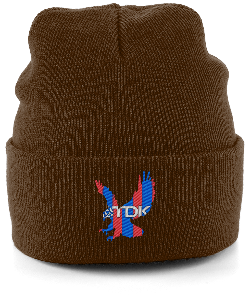 TDK Eagle embroidered Crystal Palace beanie in Chocolate, Legends in Thread