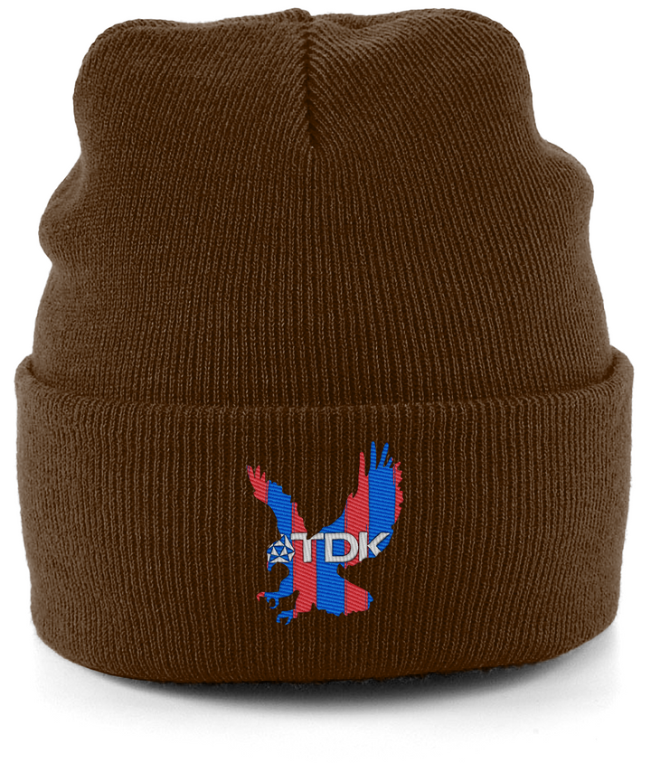 TDK Eagle embroidered Crystal Palace beanie in Chocolate, Legends in Thread