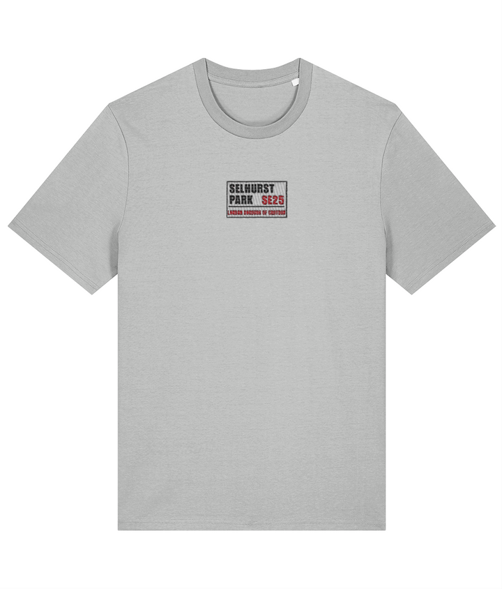 Selhurst Park SE25 Badge embroidered Crystal Palace cotton tee, Legends in Thread