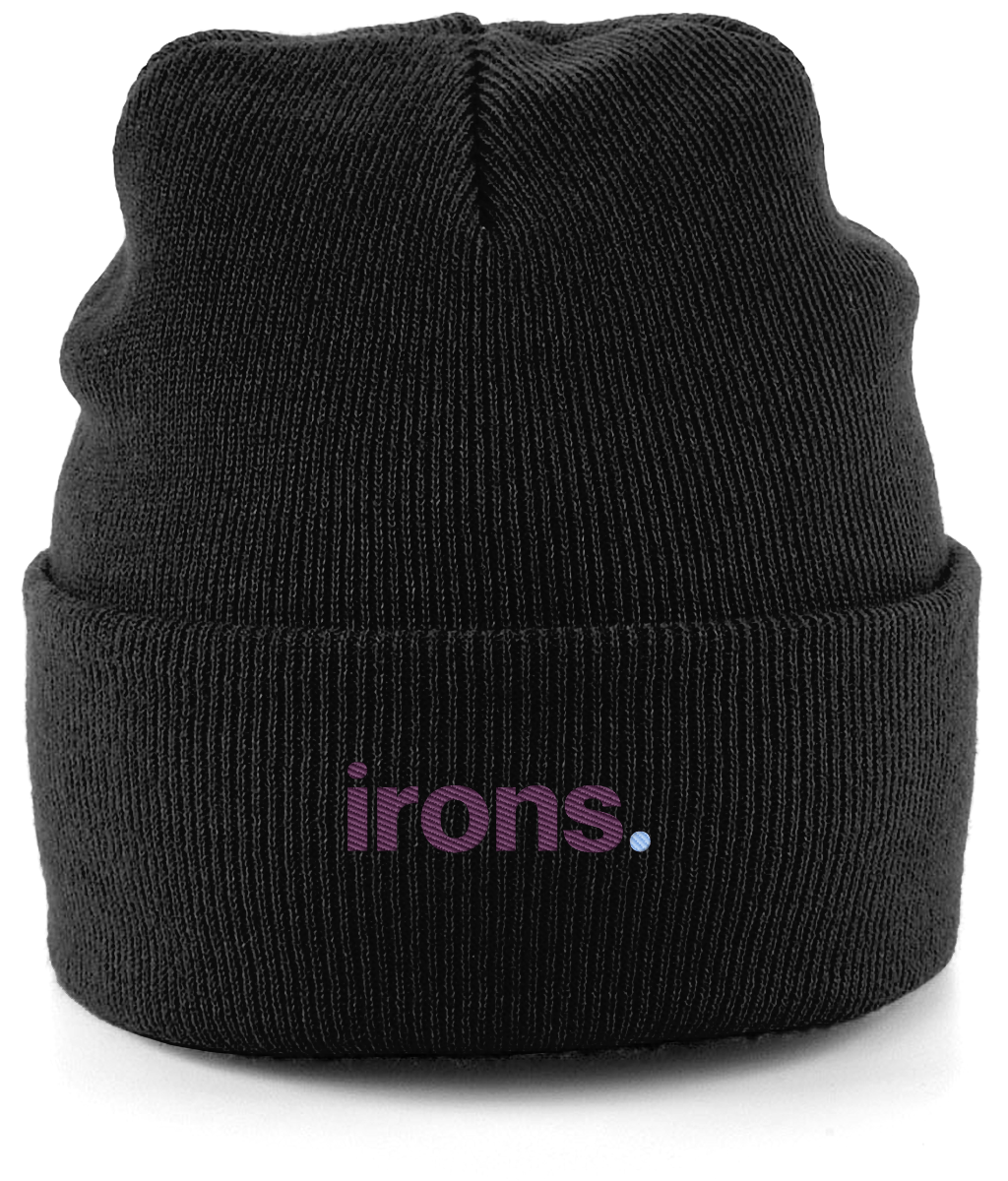 irons. embroidered West Ham beanie in Black, Legends in Thread