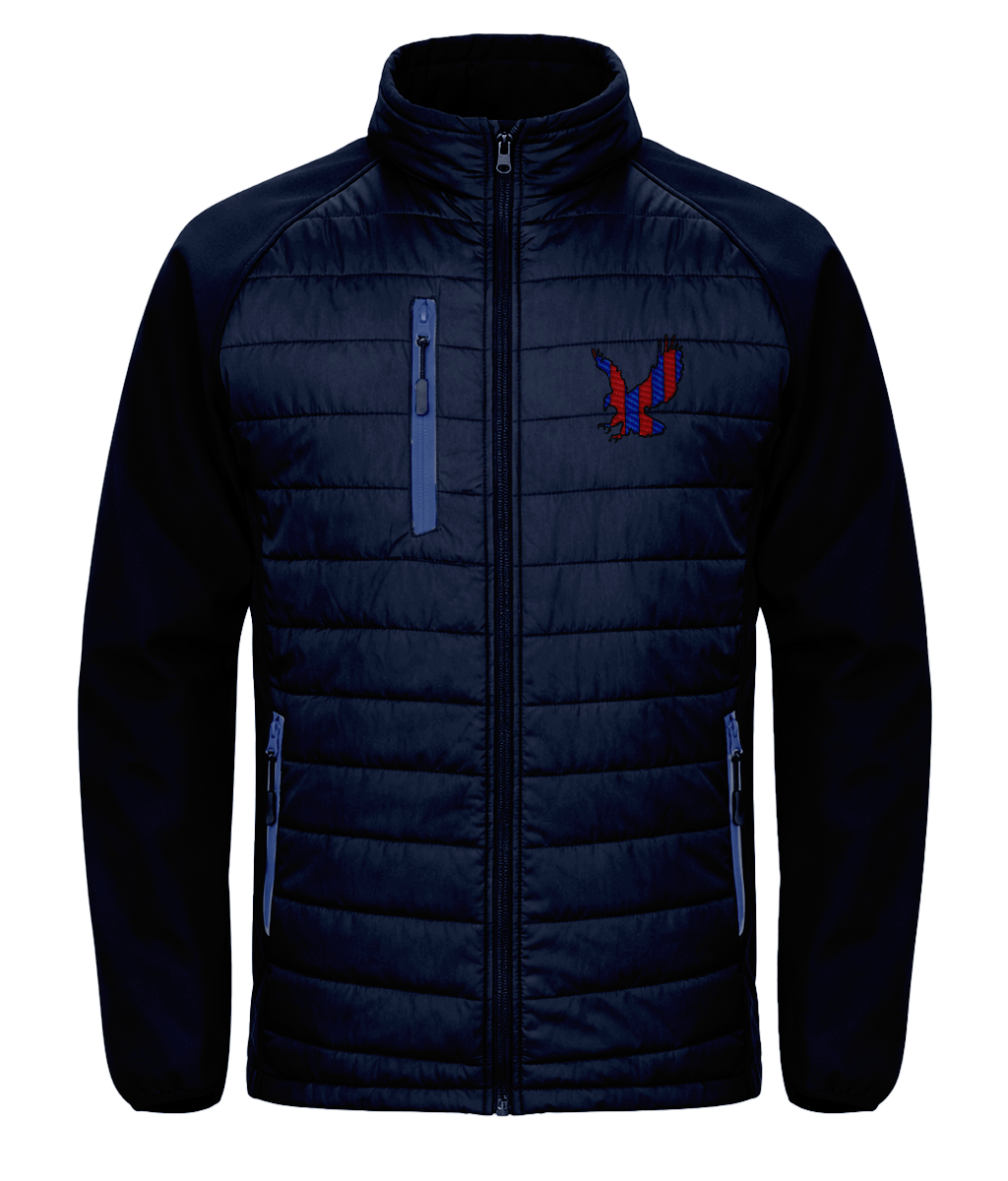 Red and Blue Striped Eagle embroidered Crystal Palace softshell jacket in Navy/Royal, Legends in Thread