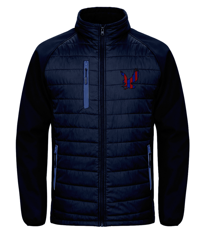 Red and Blue Striped Eagle embroidered Crystal Palace softshell jacket in Navy/Royal, Legends in Thread