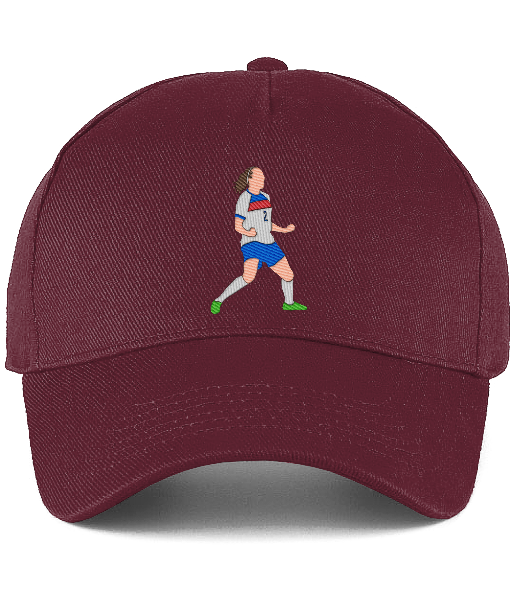 Lucy Bronze Celebration embroidered England Lionesses baseball cap in Burgundy, Legends in Thread
