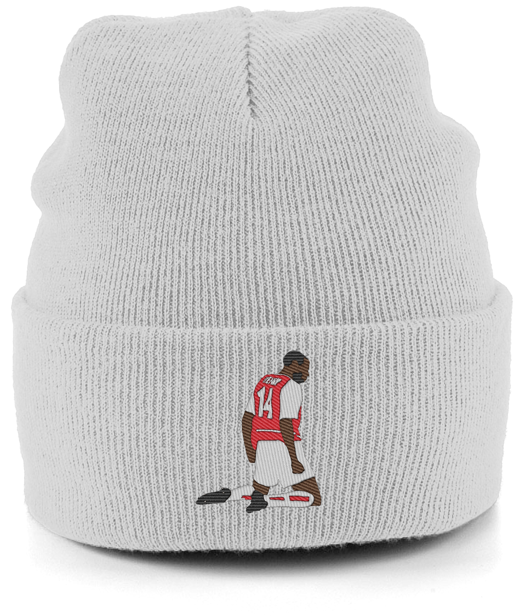 Thierry Henry Knee Slide embroidered Arsenal beanie in Cloud Grey, Legends in Thread