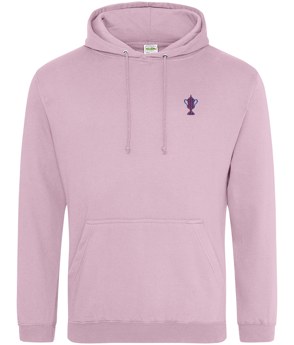 FA Cup embroidered Crystal Palace hoodie in Baby Pink, Legends in Thread