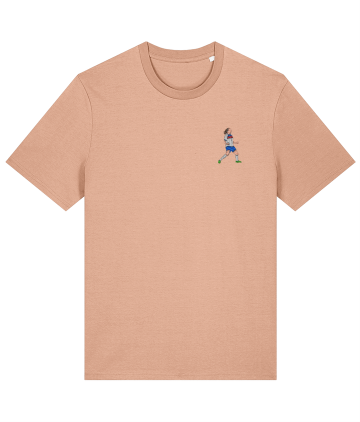 Lucy Bronze Celebration embroidered England Lionesses cotton tee in Fraiche Peche, Legends in Thread